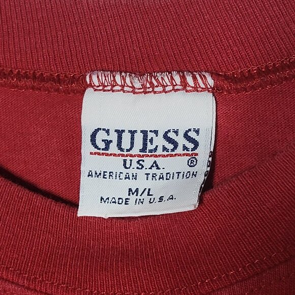 Guess Jeans Womens Red Star Graphic T-Shirt Size Medium Large Y2K 90s Americana - Picture 6 of 9